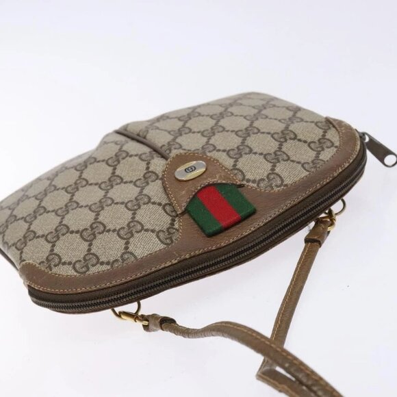 GUCCI GG Supreme Web Sherry Line Bag PVC Beige Gold 98 02 047 Auth fm4861 - Picture 7 of 16